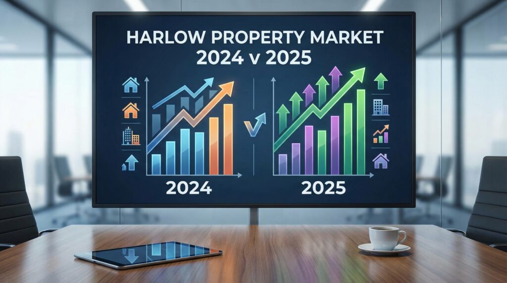 Harlow property sold 2024 V 2025 and 1995-2025 stats