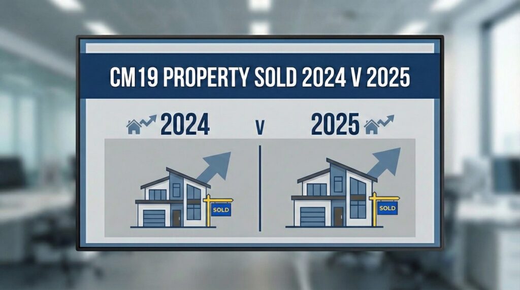 CM19 property sold 2024 v 2025 and 1995-2025 stats